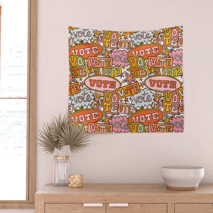 Vote Print in Rainbow Wall Tapestry Gallery Image 2