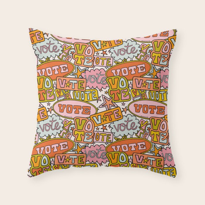Vote Print in Rainbow Throw Pillow Gallery Image 6