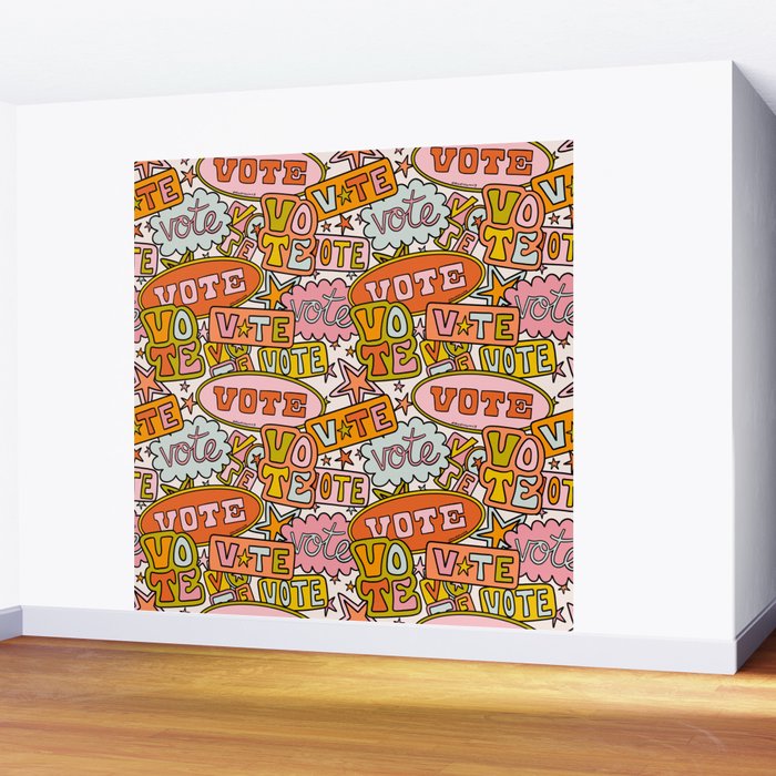Vote Print in Rainbow Wall Mural Gallery Image 2