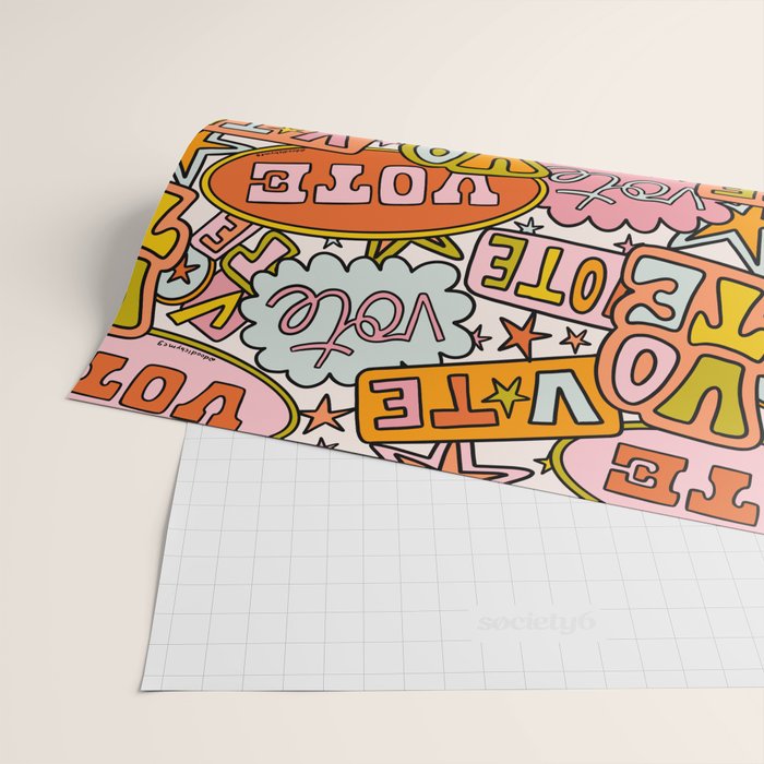 Vote Print in Rainbow Wrapping Paper Gallery Image 2