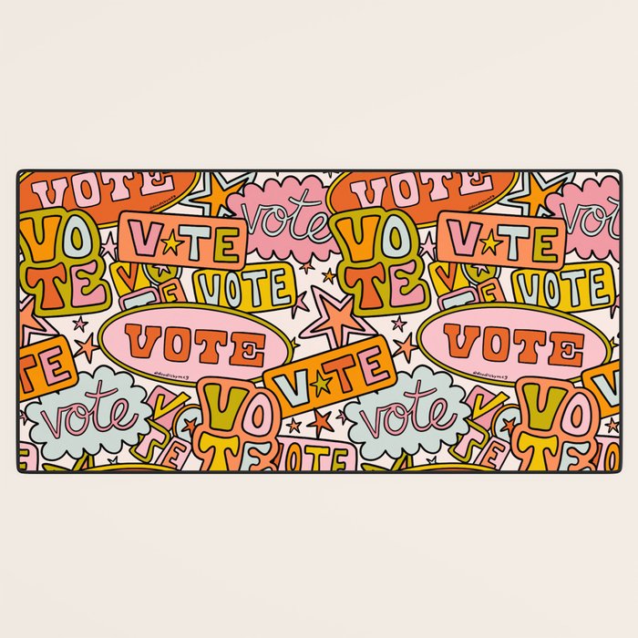 Vote Print in Rainbow Desk Mat Gallery Image 3