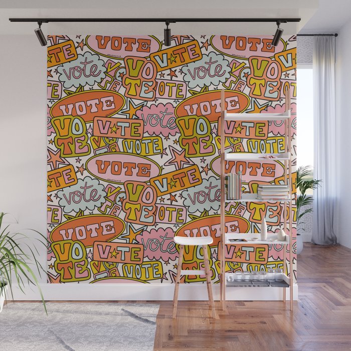 Vote Print in Rainbow Wall Mural Gallery Image 1