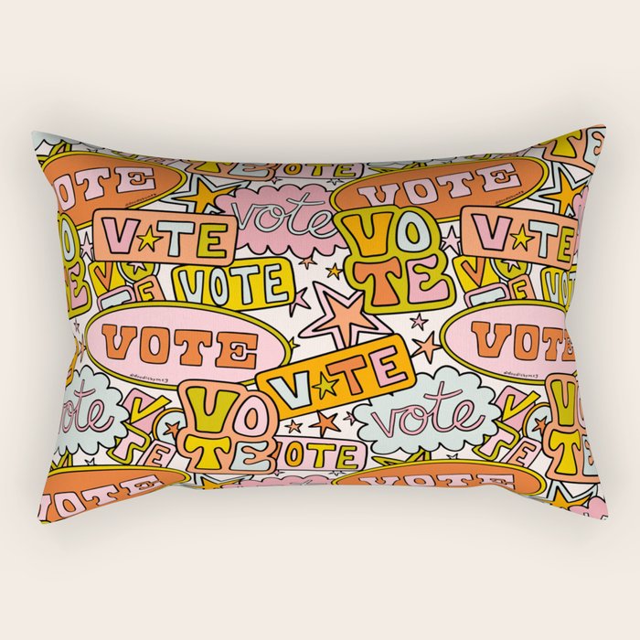 Vote Print in Rainbow Rectangular Pillow Gallery Image 2