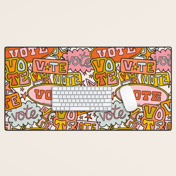 Vote Print in Rainbow Desk Mat Gallery Image 1