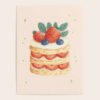 Strawberry Cake Dessert Illustration with Berries and Stars Poster Gallery Image 4