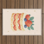 Strawberry Cake Dessert Illustration with Berries and Stars Outdoor Rug Gallery Image 1