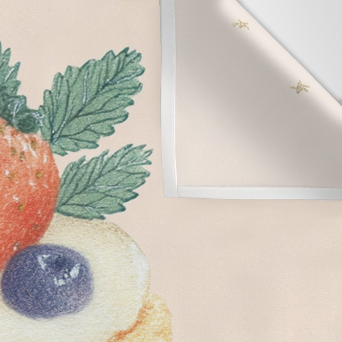 Strawberry Cake Dessert Illustration with Berries and Stars Wall Tapestry Gallery Image 3