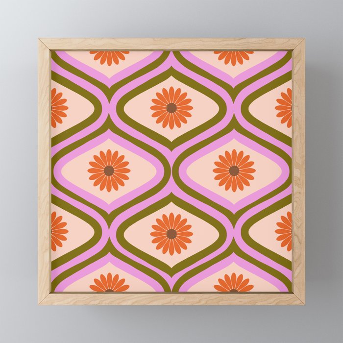 70s Disco Daisy Flower Pattern Mini Art Print Gallery Image 1