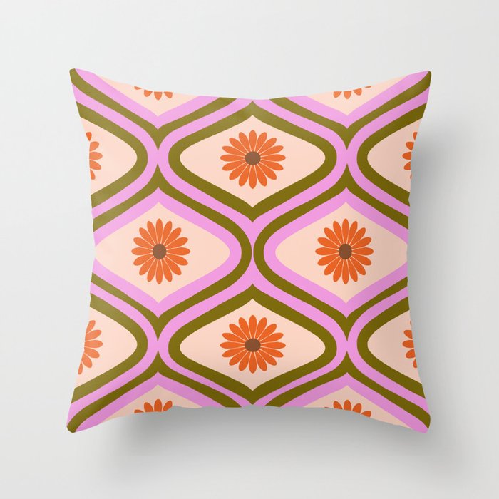 70s Disco Daisy Flower Pattern Throw Pillow Gallery Image 6