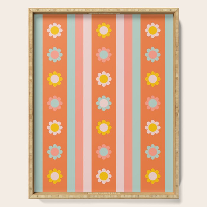 Groovy 70s Flowers & Stripes Serving Tray Gallery Image 1