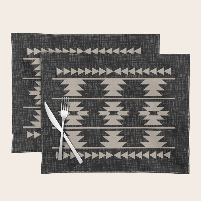 Southwestern Pattern 129 Black and Linen Placemat Gallery Image 1