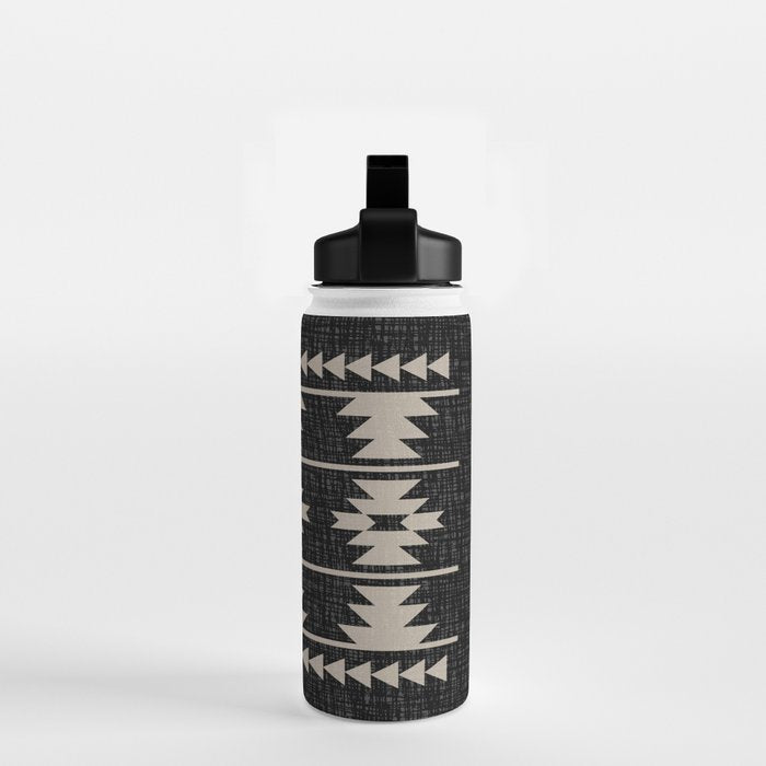 Southwestern Pattern 129 Black and Linen Water Bottle Gallery Image 2