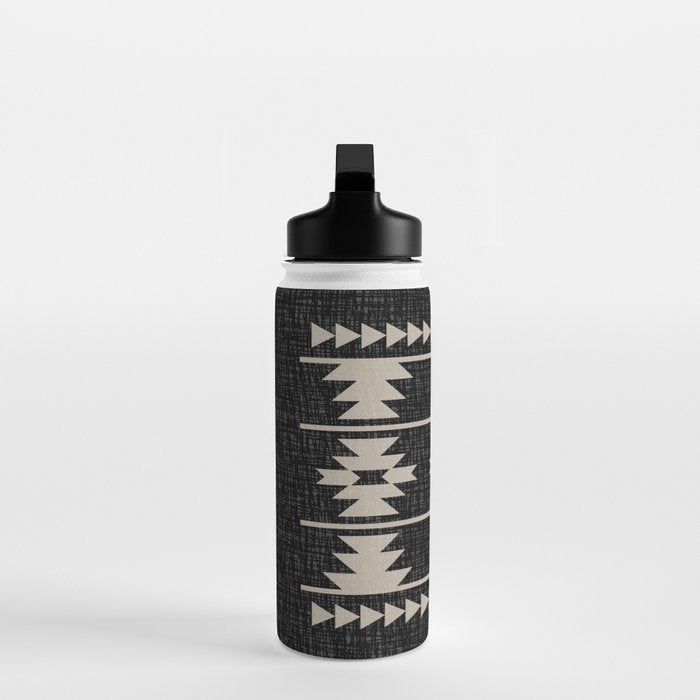 Southwestern Pattern 129 Black and Linen Water Bottle Gallery Image 3