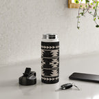 Southwestern Pattern 129 Black and Linen Water Bottle Gallery Image 4