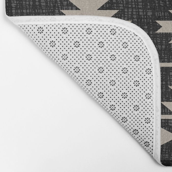 Southwestern Pattern 129 Black and Linen Bath Mat Gallery Image 2