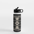 Southwestern Pattern 129 Black and Linen Water Bottle Gallery Image 1