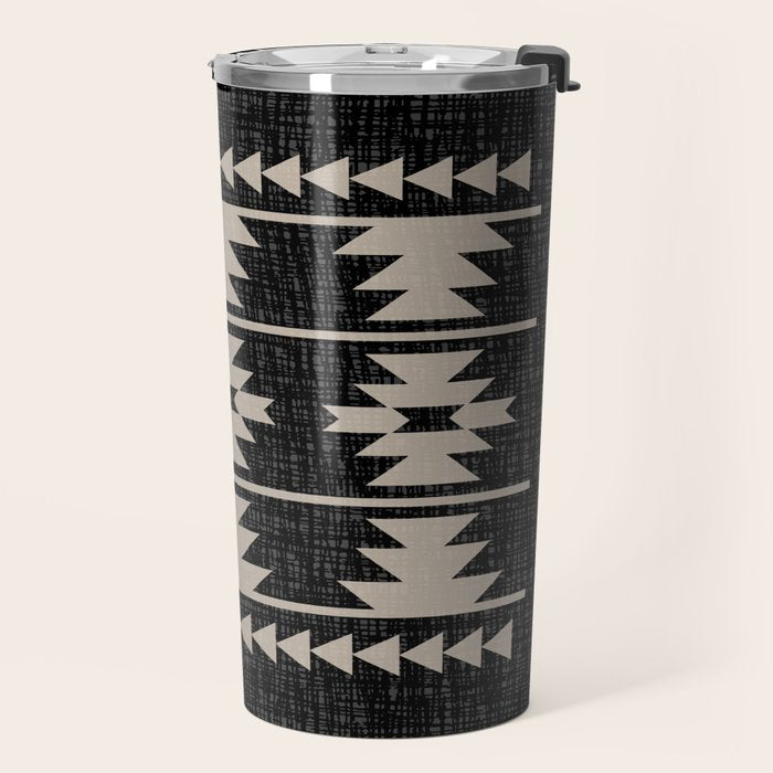 Southwestern Pattern 129 Black and Linen Travel Mug Gallery Image 2