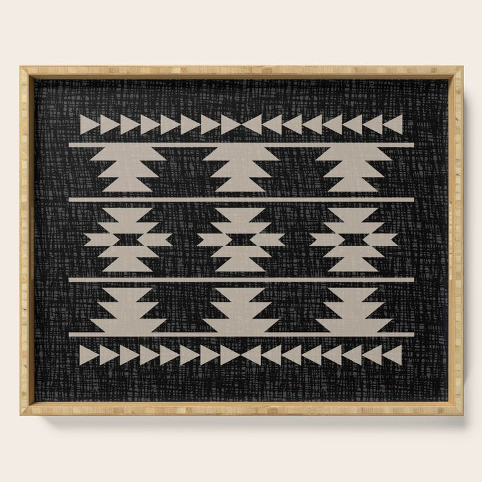 Southwestern Pattern 129 Black and Linen Serving Tray Gallery Image 1