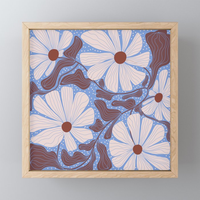 Retro modern white daisies illustration  Mini Art Print Gallery Image 1