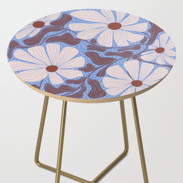 Retro modern white daisies illustration  Side Table Gallery Image 2