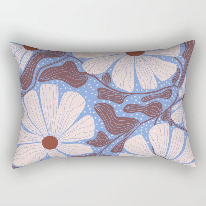 Retro modern white daisies illustration  Rectangular Pillow Gallery Image 2