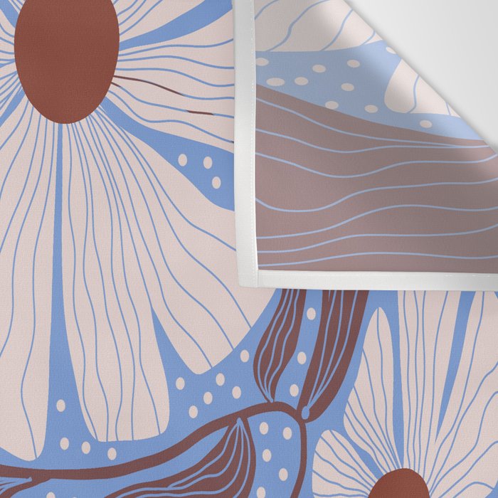 Retro modern white daisies illustration  Wall Tapestry Gallery Image 3