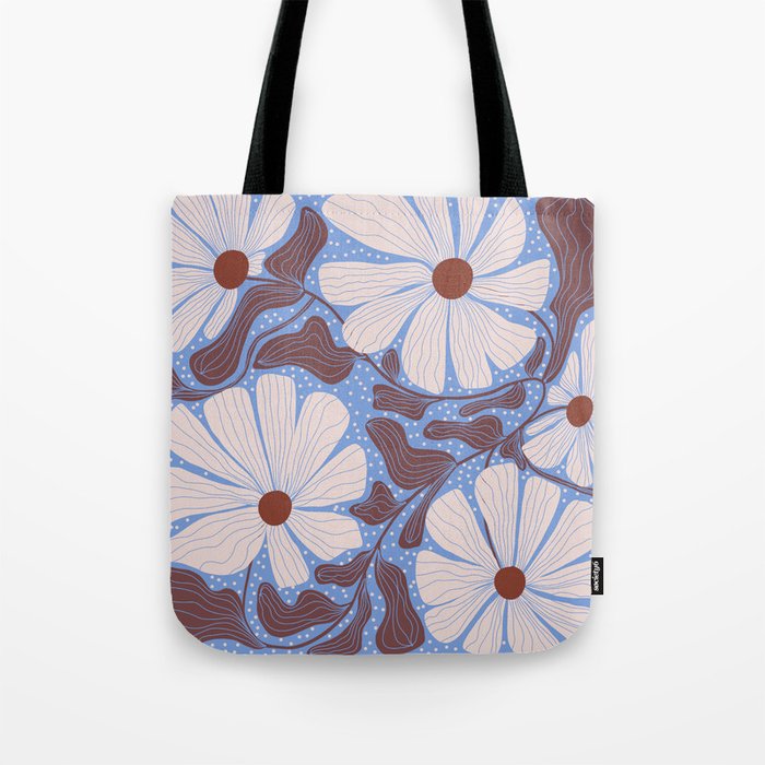 Retro modern white daisies illustration  Tote Bag Gallery Image 1