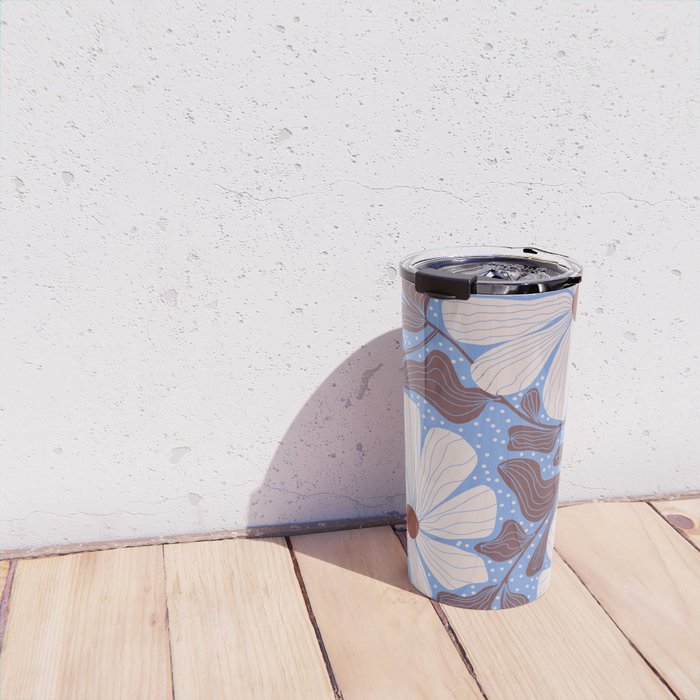 Retro modern white daisies illustration  Travel Mug Gallery Image 4
