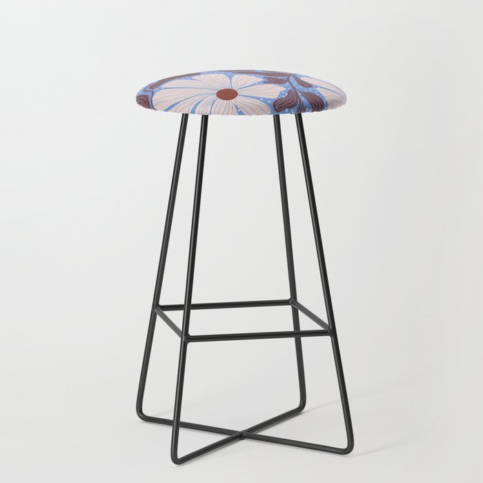 Retro modern white daisies illustration  Stool Gallery Image 1