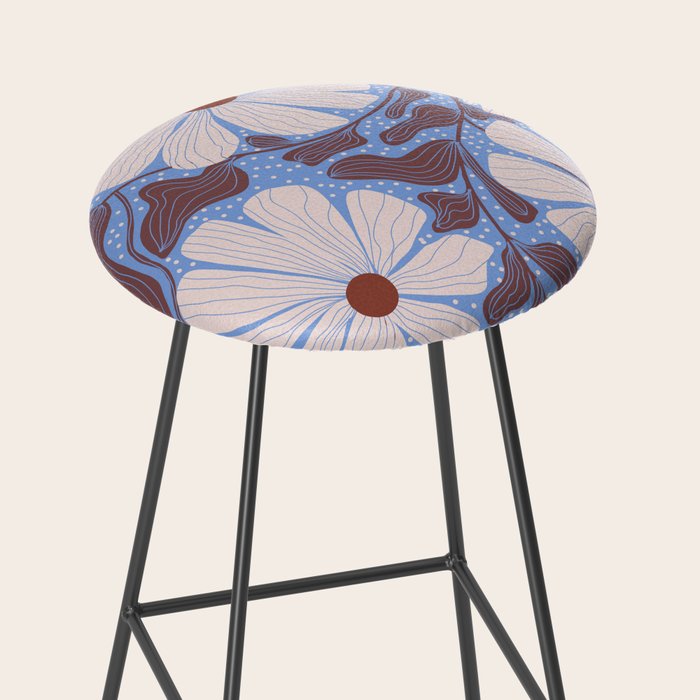 Retro modern white daisies illustration  Stool Gallery Image 2