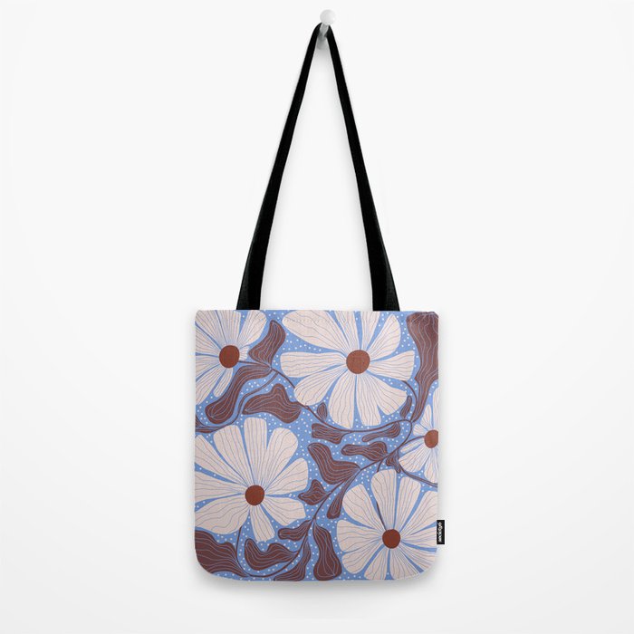 Retro modern white daisies illustration  Tote Bag Gallery Image 2