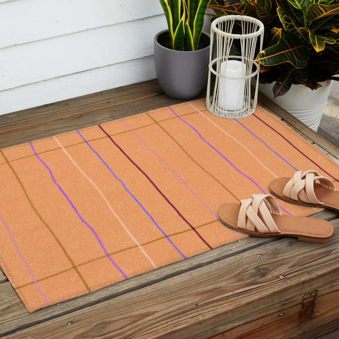 Textured Picnic Pattern in Calm Peach Outdoor Rug Gallery Image 2