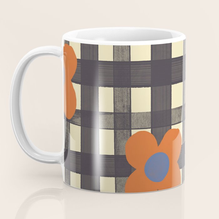 Black and red check and flowers Coffee Mug Gallery Image 3