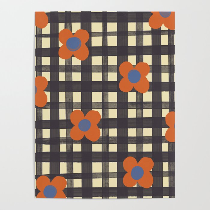 Black and red check and flowers Poster Gallery Image 4