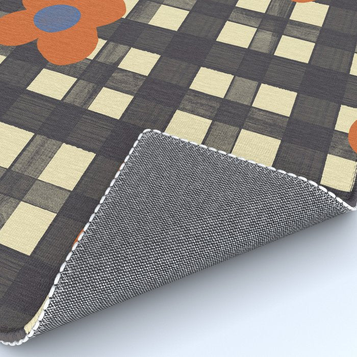Black and red check and flowers Rug Gallery Image 4