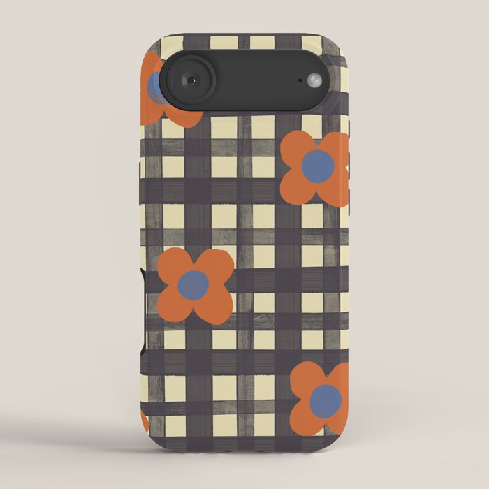 Black and red check and flowers iPhone Case Gallery Image 2