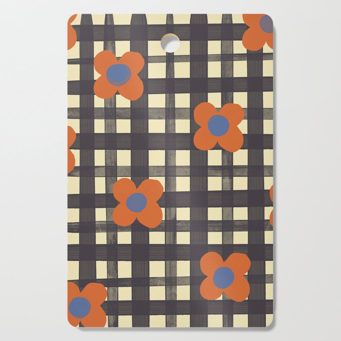 Black and red check and flowers Cutting Board Gallery Image 1