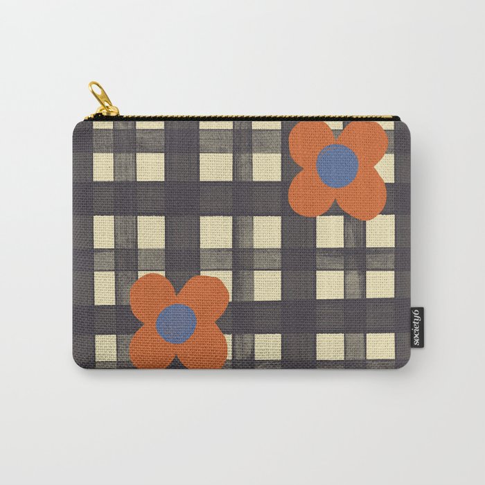 Black and red check and flowers Carry All Pouch Gallery Image 1
