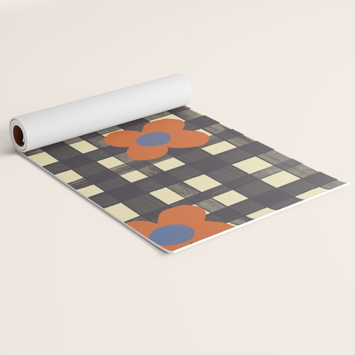 Black and red check and flowers Yoga Mat Gallery Image 2