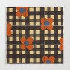Black and red check and flowers Wood Wall Art Gallery Image 1