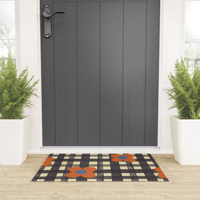 Black and red check and flowers Welcome Mat Gallery Image 3