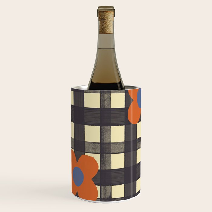 Black and red check and flowers Wine Chiller Gallery Image 1