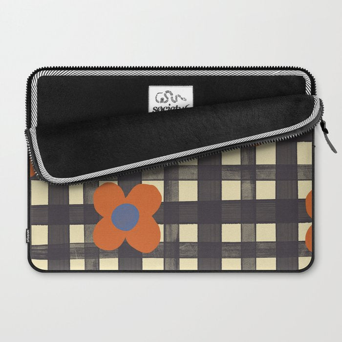 Black and red check and flowers Laptop Sleeve Gallery Image 2