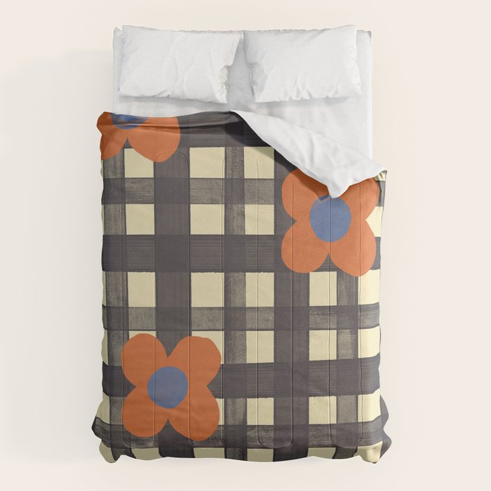 Black and red check and flowers Comforter Gallery Image 6