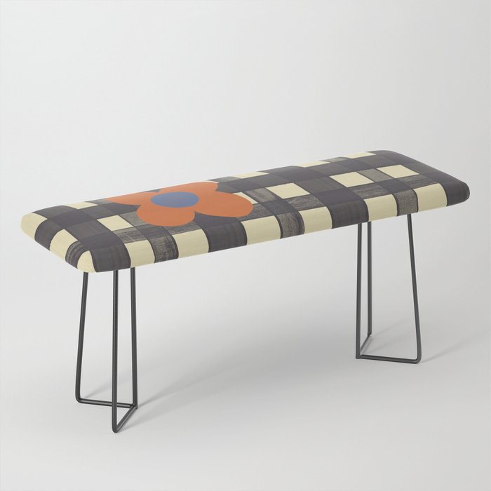 Black and red check and flowers Bench Gallery Image 1