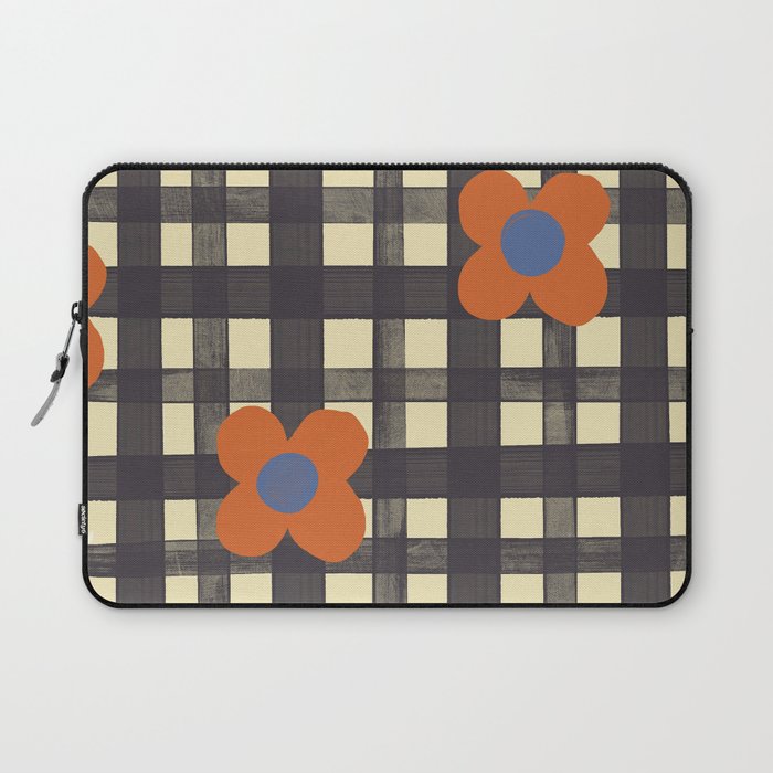 Black and red check and flowers Laptop Sleeve Gallery Image 1