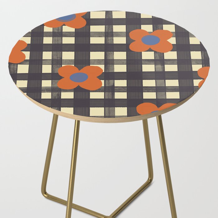 Black and red check and flowers Side Table Gallery Image 2