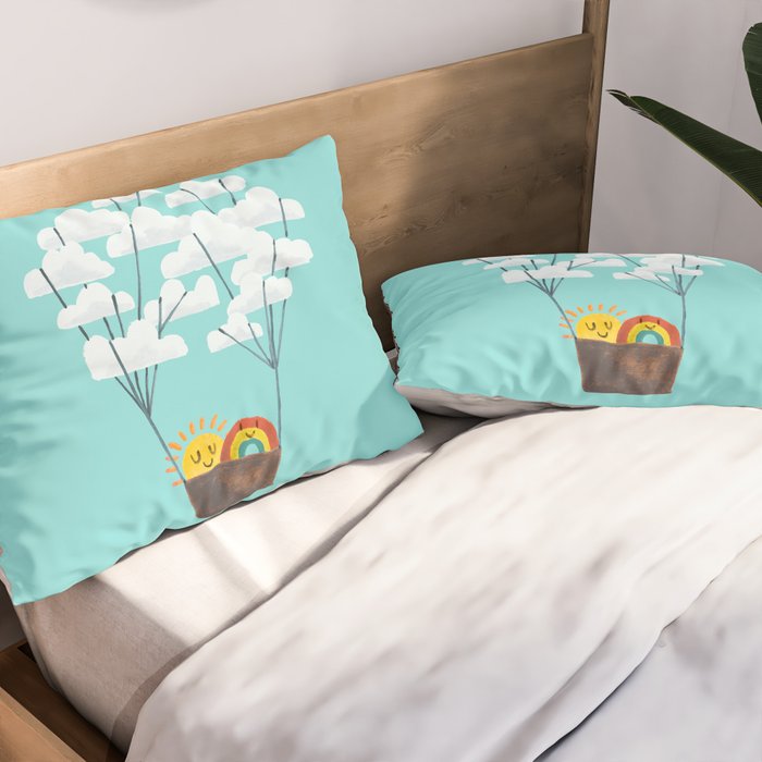 Hot cloud balloon - sun and rainbow Pillow Sham Gallery Image 2