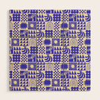 Abstract blue tropical mosaic art pattern Wood Wall Art Gallery Image 1