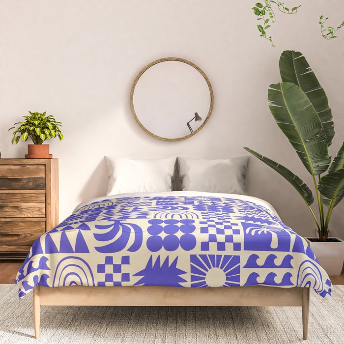 Abstract blue tropical mosaic art pattern Comforter Gallery Image 3